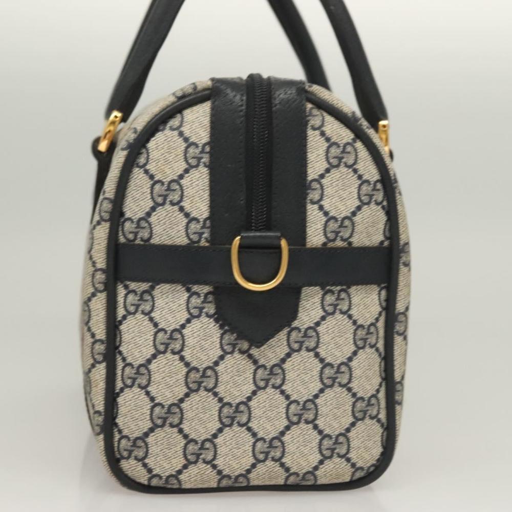 GUCCI GG Supreme Sherry Line Hand Bag PVC Navy Gold Red Auth 132074 - Picture 4 of 16